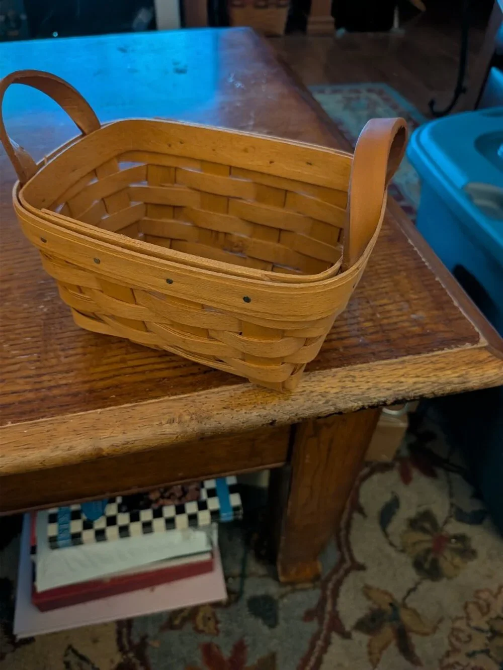 Vintage Longaberger Tea Basket w/Leather Handles 7